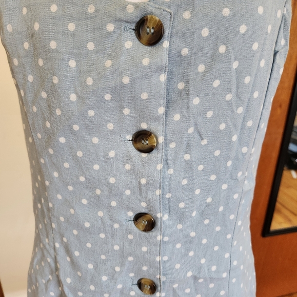 New Large Japna Baby Blue Polka Dot Mini Dress - Picture 5 of 9